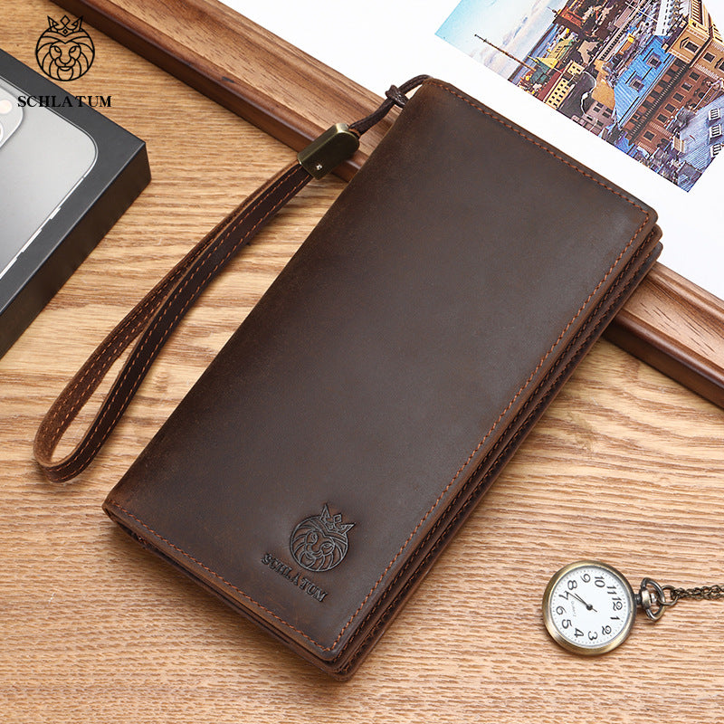 Vintage Crazy Horse Leather RFID Wallet – Secure & Stylish