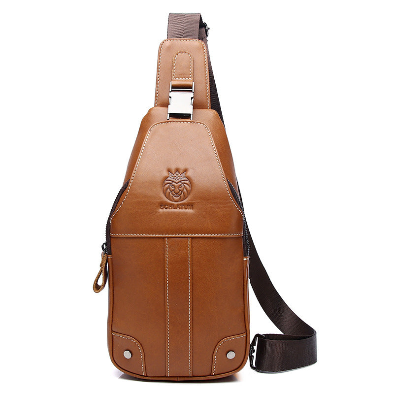 Premium genuine leather sling bag-hands-free chest pack for everyday carry