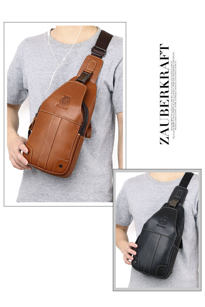 Premium genuine leather sling bag-hands-free chest pack for everyday carry