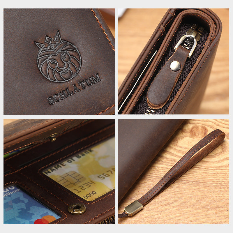 Vintage Crazy Horse Leather RFID Wallet – Secure & Stylish