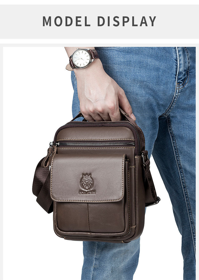 Premium Top-Grain Leather Men's Crossbody Bag – Stylish & Compact Shoulder Bag