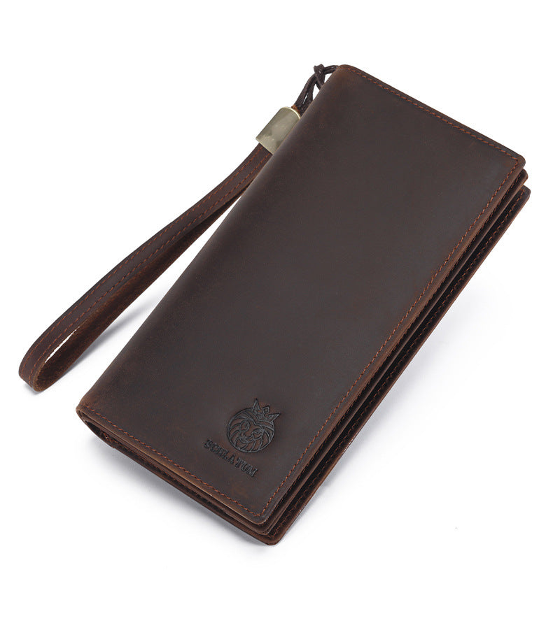 Vintage Crazy Horse Leather RFID Wallet – Secure & Stylish