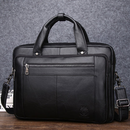 Luxury Full-Grain Leather Business Briefcase – 16" Laptop Bag for Men