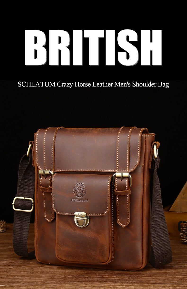 Handcrafted Crazy Horse Leather Shoulder Bag – Rugged Elegance & Timeless Durability