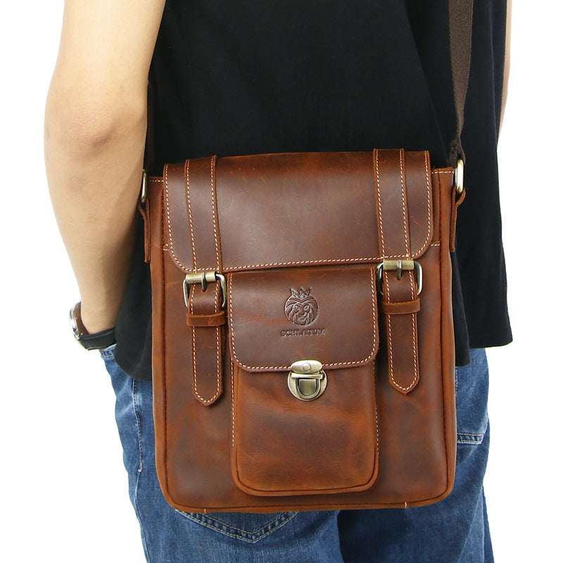 Handcrafted Crazy Horse Leather Shoulder Bag – Rugged Elegance & Timeless Durability