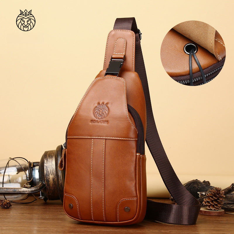 Premium genuine leather sling bag-hands-free chest pack for everyday carry