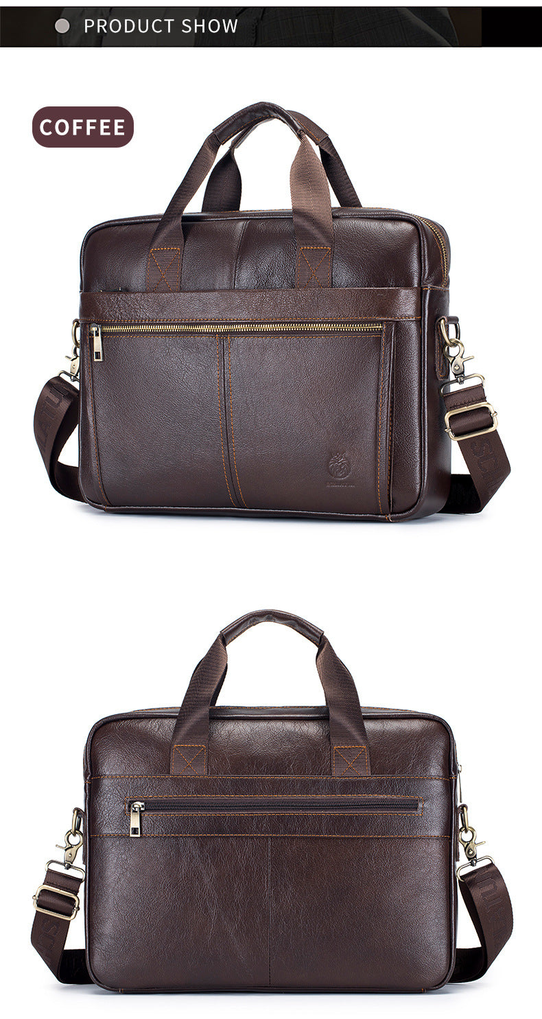 Premium full-grain leather briefcase-15.6 "business laptop bag for executives