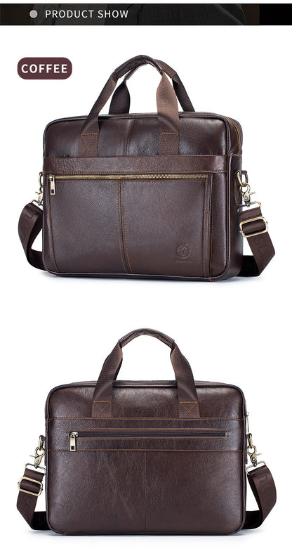 Premium full-grain leather briefcase-15.6 "business laptop bag for executives