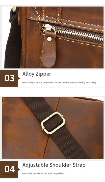 Handcrafted Crazy Horse Leather Shoulder Bag – Rugged Elegance & Timeless Durability