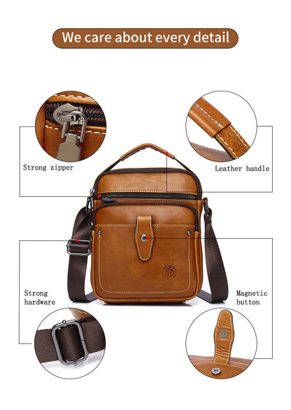 Premium full-grain leather men's crossbody bag-Timeless & durable