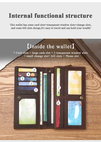 Vintage Crazy Horse Leather RFID Wallet – Secure & Stylish