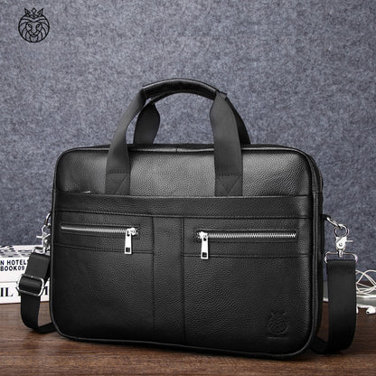 Luxury full-grain leather briefcase-16 "executive laptop bag for men