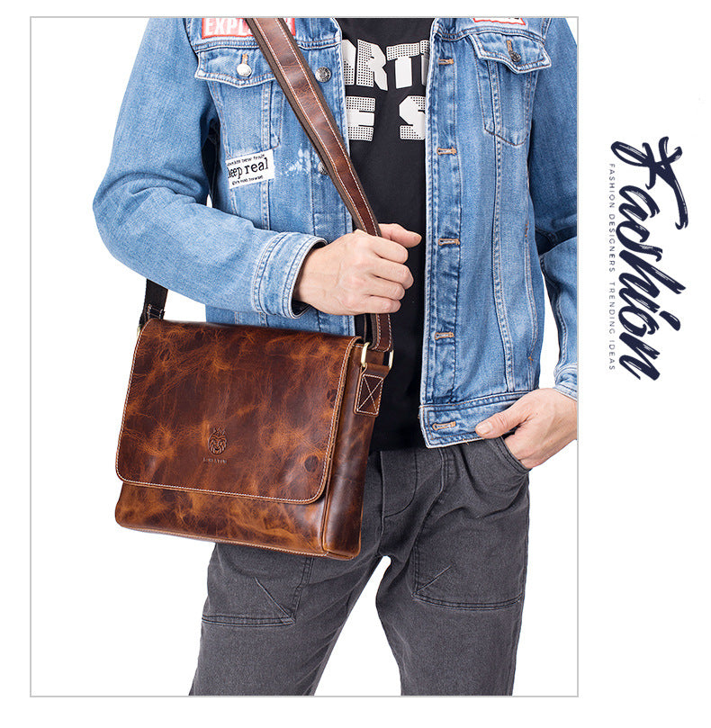 Vintage Full-Grain Leather Messenger Bag – Stylish & Durable