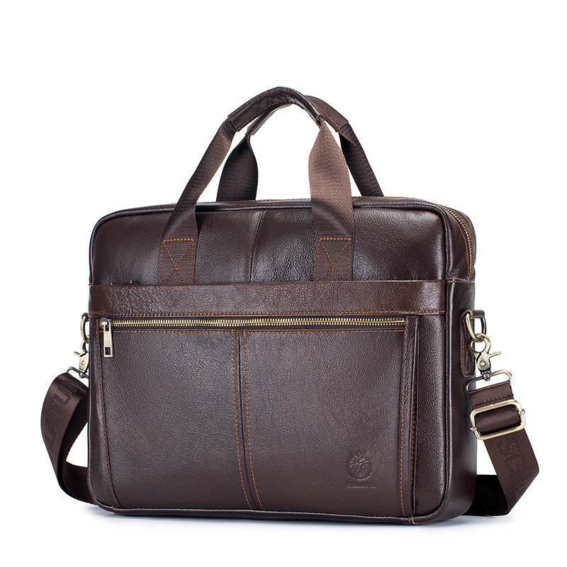 Premium full-grain leather briefcase-15.6 "business laptop bag for executives