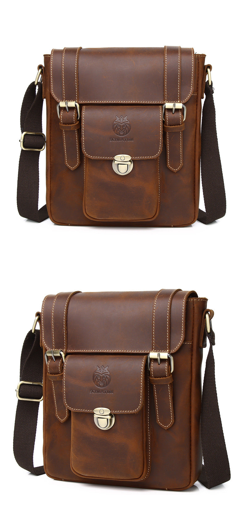 Handcrafted Crazy Horse Leather Shoulder Bag – Rugged Elegance & Timeless Durability