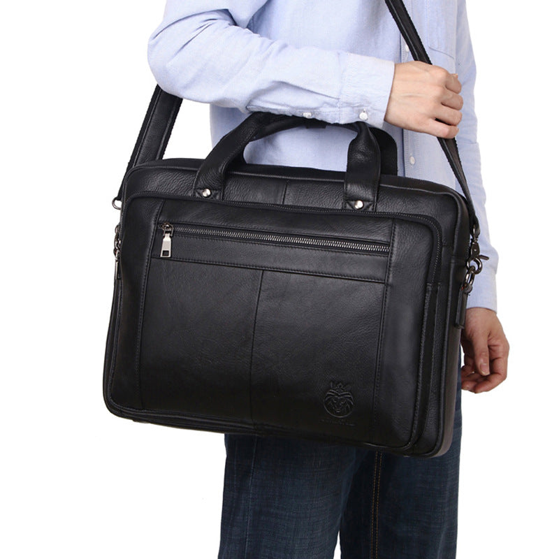 Luxury Full-Grain Leather Business Briefcase – 16" Laptop Bag for Men