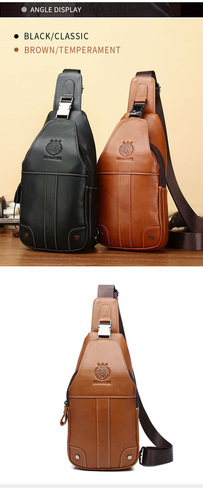 Premium genuine leather sling bag-hands-free chest pack for everyday carry