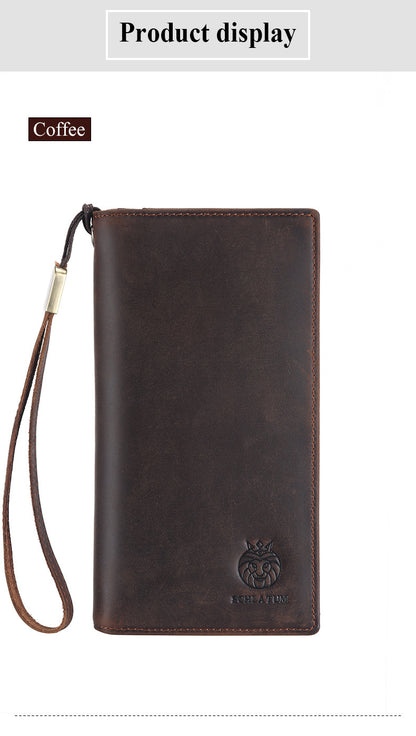 Vintage Crazy Horse Leather RFID Wallet – Secure & Stylish