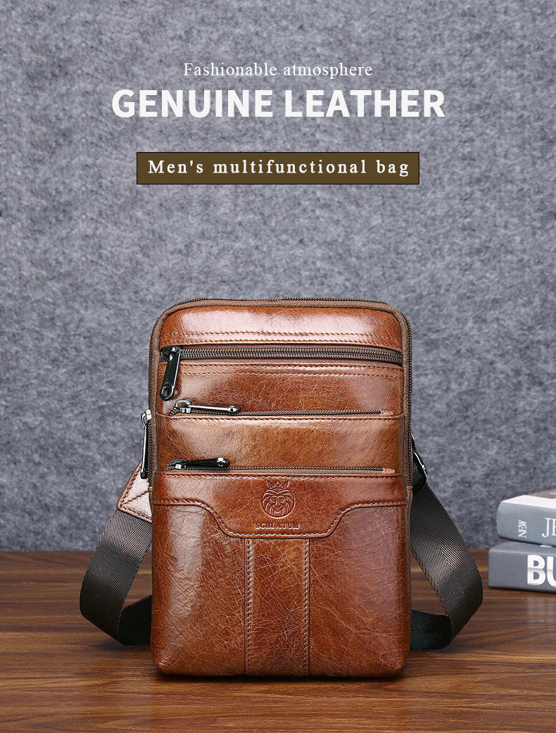 Premium full-grain leather crossbody bag-large capacity & timeless style