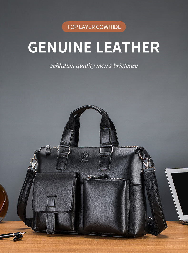 Shileton Leather Briefcase – Vintage, Durable & Laptop-Friendly