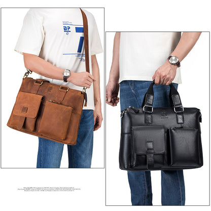 Shileton Leather Briefcase – Vintage, Durable & Laptop-Friendly