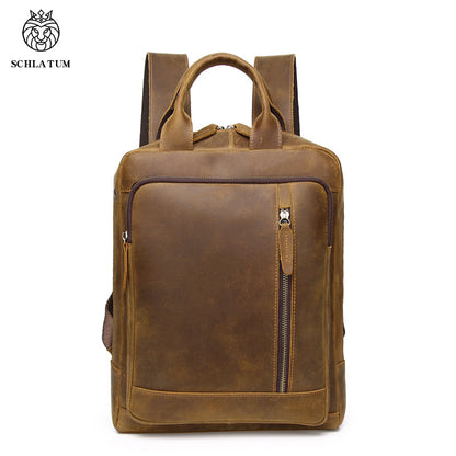 Luxury leather backpack-100% crazy horse leather, travel & Business essential