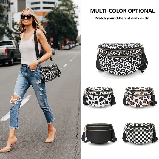 Black and White Checkered Nylon Bag