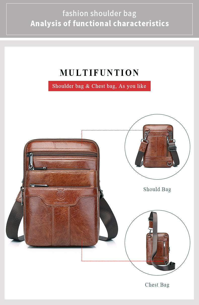 Premium full-grain leather crossbody bag-large capacity & timeless style