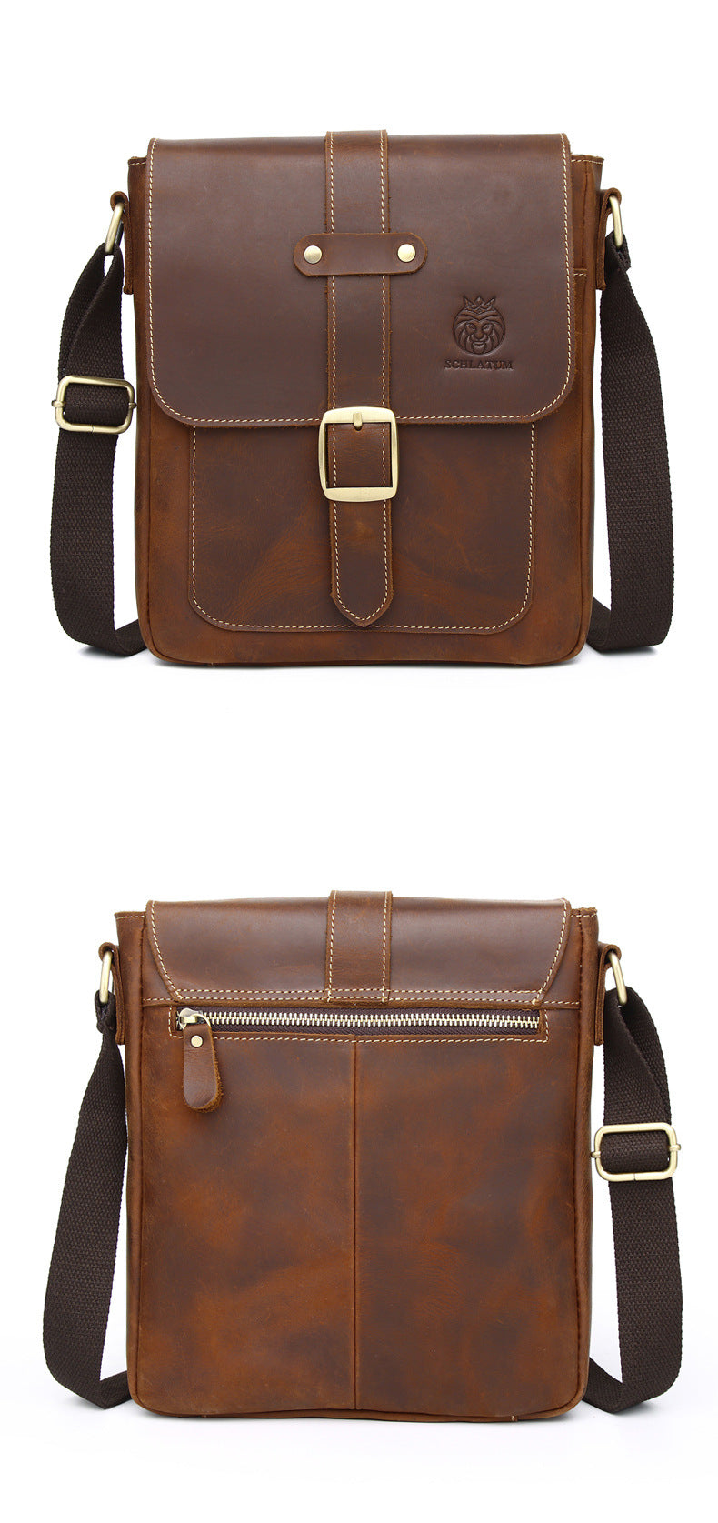 Vintage Full-Grain Leather Messenger Bag – Rugged, Stylish & Durable