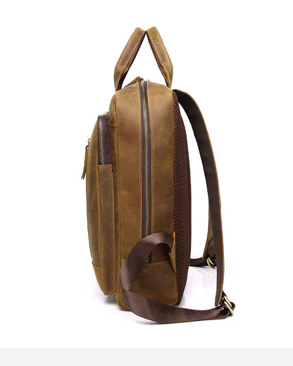 Luxury leather backpack-100% crazy horse leather, travel & Business essential